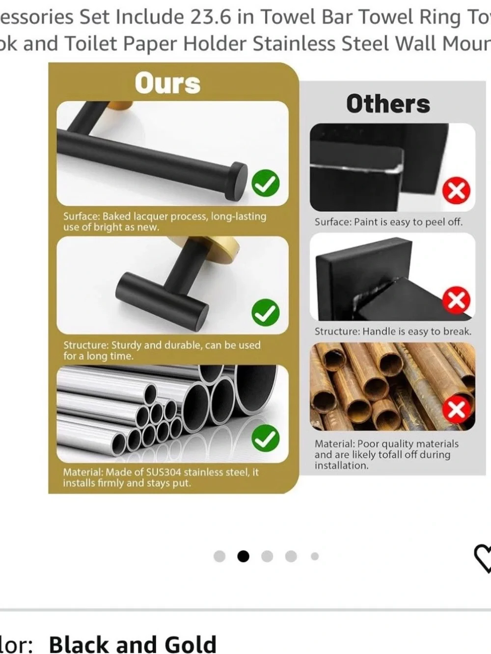 Amazon Black and Gold Bathroom Hardware Set - 10 Piece